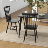 Set of 2 Windsor Dining Chairs with High Spindle Back-Black