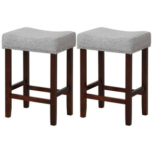 Set of 2 25 Inch Bar Stool with Curved Seat Cushions-Gray