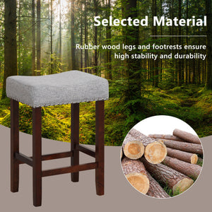 Set of 2 25 Inch Bar Stool with Curved Seat Cushions-Gray