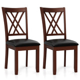 Set of 2 Dining Chair with Backrest and Padded Seat-Brown