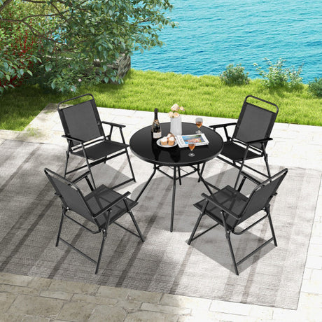 Set of 2/4/6 Outdoor Folding Chairs with Breathable Seat-Set of 2