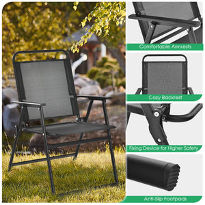 Set of 2/4/6 Outdoor Folding Chairs with Breathable Seat-Set of 2