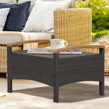 Set of 2 Fade-Resistant Wicker Patio Ottoman-Navy