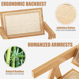 Set of 2 Rattan Accent Chairs with Natural Bamboo Frame-Natural