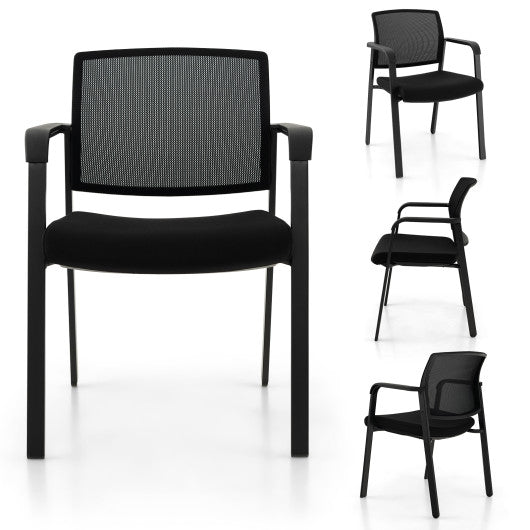 Set of 2 Stackable Reception Room Chairs with Padded Seat-Black