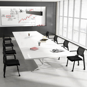 Set of 2 Stackable Rolling Office Chairs with Mesh Backrest-Black