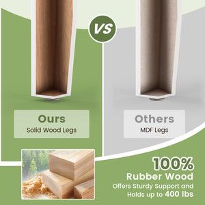 Set of 2 Wood Dining Chairs with Solid Rubber Wood Legs-White