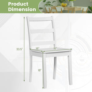 Set of 2 Wood Dining Chairs with Solid Rubber Wood Legs-White