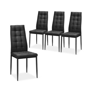 Set of 4 Fabric Dining Chairs Set with Upholstered Cushion and High Back