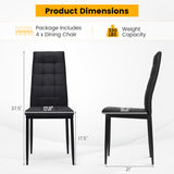 Set of 4 Fabric Dining Chairs Set with Upholstered Cushion and High Back