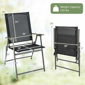 Set of 4 Patio Folding Chair Set with Rustproof Metal Frame-Black