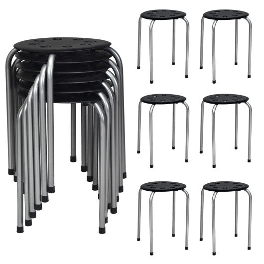 Set of 6 Portable Plastic Stack Stools -Gray