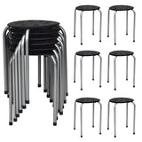 Set of 6 Portable Plastic Stack Stools -Gray