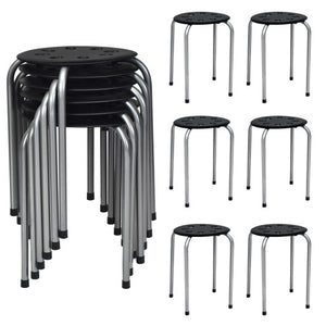 Set of 6 Portable Plastic Stack Stools -Gray