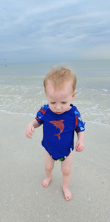 Shark Baby Rash Guard, Sun Protective Swim Shirt (Sizes 6M–5T) by Beau & Belle Littles