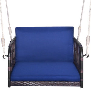 Single Person Hanging Seat with Seat and Back Cushions-Navy