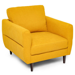 Modern Upholstered Accent Chair Single Sofa Armchair-Yellow
