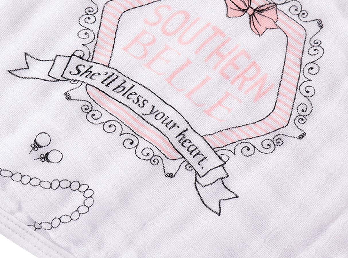 Gift Set: Southern Belle Baby Muslin Swaddle Blanket and Burp Cloth/Bib Combo by Little Hometown