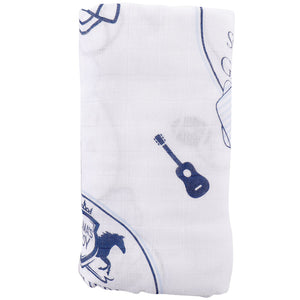 Gift Set: Southern Gentleman Baby Muslin Swaddle Blanket and Burp Cloth/Bib Combo by Little Hometown