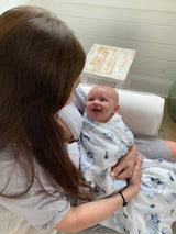 Gift Set: Southern Gentleman Baby Muslin Swaddle Blanket and Burp Cloth/Bib Combo by Little Hometown