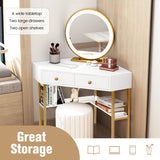 Space Saving Corner Computer Desk with 2 Large Drawers and Storage Shelf-White