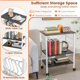 3-Tier Kitchen Baker's Rack Microwave Oven Storage Cart with Hooks-Deep Brown