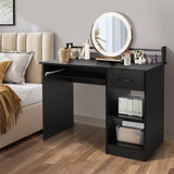 Study Laptop Table with Drawer and Keyboard Tray-Black