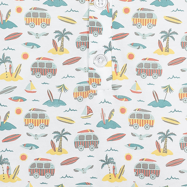 Henley Romper - Surf Camp 100% Pima Cotton by Feather Baby