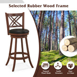 360° Swivel Upholstered Barstools Set of 2 with Back and Footrest-29 inches