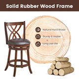 360° Swivel Counter Height Chairs with PU Leather Cushioned Seat and Footrests-26 inches
