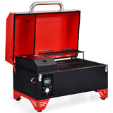 Outdoor Portable Tabletop Pellet Grill and Smoker with Digital Control System for BBQ-Red