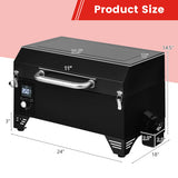 Outdoor Portable Tabletop Pellet Grill and Smoker with Digital Control System for BBQ-Black
