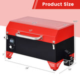 Outdoor Portable Tabletop Pellet Grill and Smoker with Digital Control System for BBQ-Red