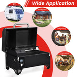 Outdoor Portable Tabletop Pellet Grill and Smoker with Digital Control System for BBQ-Black