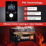 Outdoor Portable Tabletop Pellet Grill and Smoker with Digital Control System for BBQ-Black
