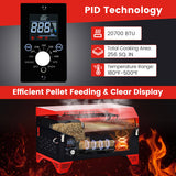 Outdoor Portable Tabletop Pellet Grill and Smoker with Digital Control System for BBQ-Red