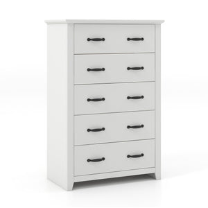 Tall Storage Dresser with 5 Pull-out Drawers for Bedroom Living Room-White