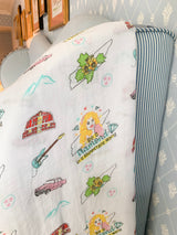 Gift Set: Tennessee Baby Muslin Swaddle Blanket and Burp Cloth/Bib Combo (Floral) by Little Hometown