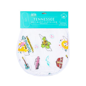 Gift Set: Tennessee Baby Muslin Swaddle Blanket and Burp Cloth/Bib Combo (Floral) by Little Hometown