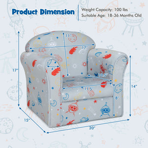 Toddler Upholstered Armchair with Solid Wooden Frame and High-density Sponge Filling-Gray