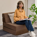 Tri-Fold Folding Chair Convertible Sleeper Bed-Brown