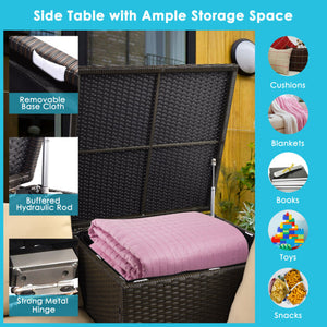 6 Pieces Outdoor Wicker Furniture Set with 32 Inch Propane Fire Pit Table-Turquoise