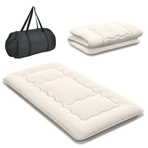 Queen/King/Twin/Full Futon Mattress Floor Sleeping Pad with Washable Cover Beige-Twin Size