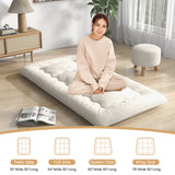 Queen/King/Twin/Full Futon Mattress Floor Sleeping Pad with Washable Cover Beige-Twin Size