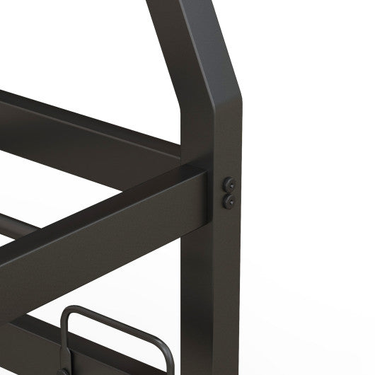 Twin Over Full Bunk Bed Frame with Trundle for Guest Room-Black