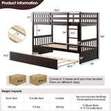 Twin Over Twin Bunk Bed with Pull-out Trundle and Ladder-Espresso