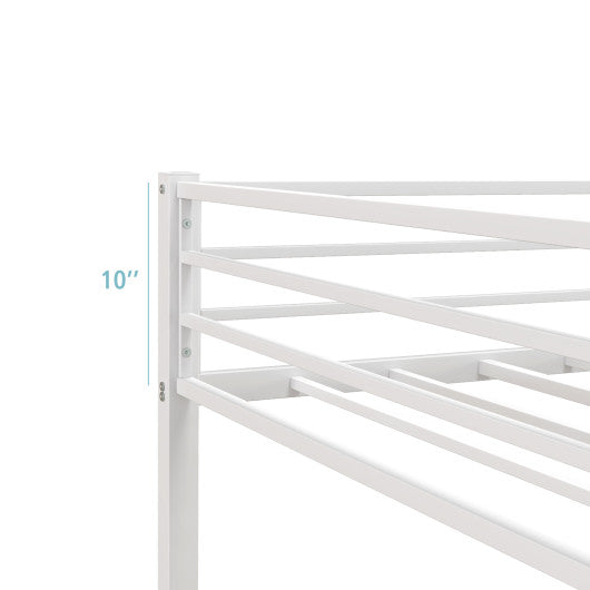 Low Profile Twin Over Twin Metal Bunk Bed with Full-length Guardrails-White