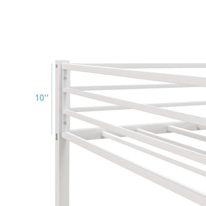 Low Profile Twin Over Twin Metal Bunk Bed with Full-length Guardrails-White