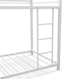 Low Profile Twin Over Twin Metal Bunk Bed with Full-length Guardrails-White