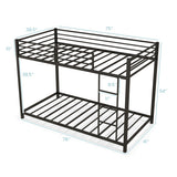 Low Profile Twin Over Twin Metal Bunk Bed with Full-length Guardrails-Black